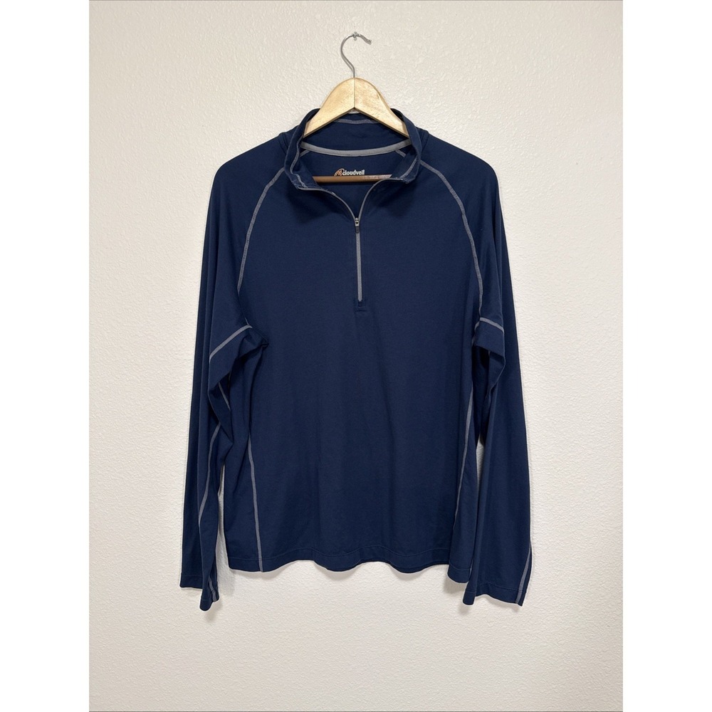 Cloudveil Shirt Mens L Blue 1/4 Zip Base Layer Pullover Athletic‎ Sweatshirt